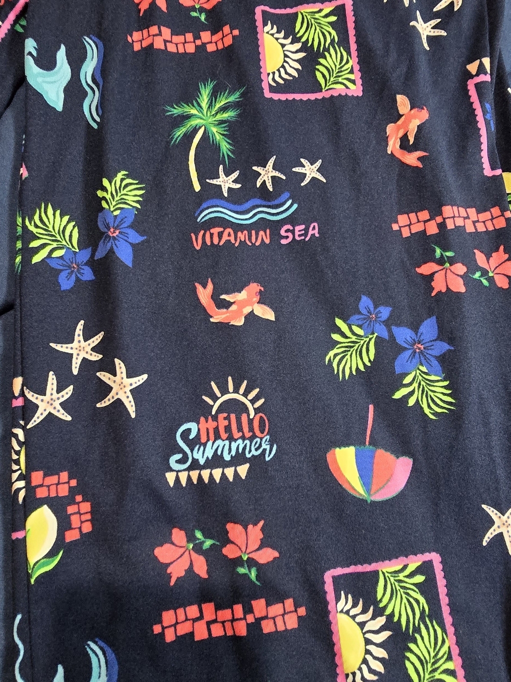 Navy Tropical Print Pj Lounge Set - Lightweight Short Sleeve & Pants - Picture 6 of 7